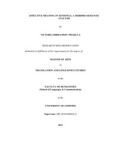 AFFECTIVE MEANING IN XITSONGA: A MORPHO SEMANTIC