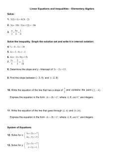 Linear Equations and Inequalities &ndash; Elementary Algebra Solve: 1. 3