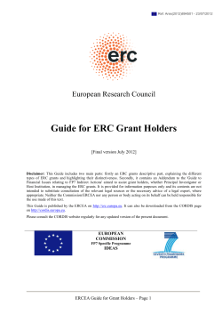 ERC &ndash; Guide for ERC Grant Holders