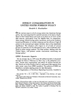 Energy Considerations In United States Foreign Policy