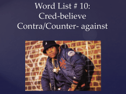 Root Word: Cred - Jefferson School District