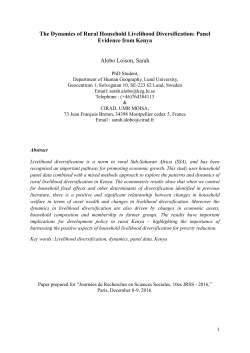 The Dynamics of Rural Household Livelihood Diversification: Panel