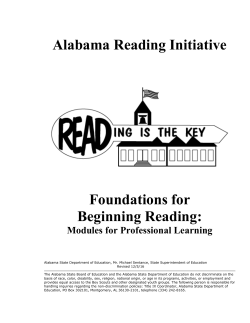 Foundations for Beginning Reading Module
