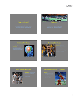 Program Goal #5 Level 2.0 Intrinsic Feedback Extrinsic Feedback