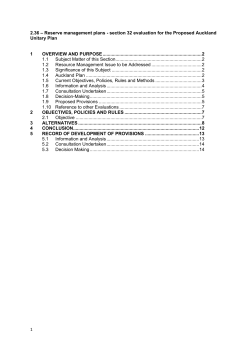 Reserve Management Plans