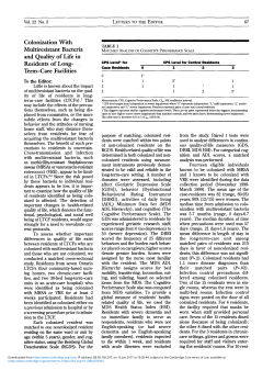 Colonization With Multiresistant Bacteria and Quality of Life in
