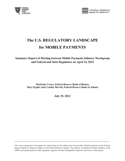 The US Regulatory Landscape for Mobile Payments