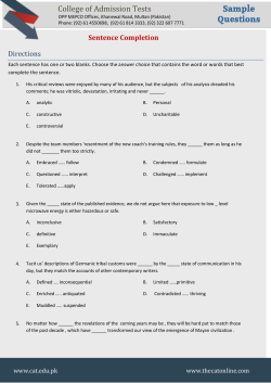 Sentence Completion - College of Admission Tests