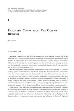 Pragmatic Competence: The Case of Hedging. In