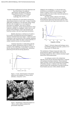 Experimental Considerations Involving Aluminum and Beryllium
