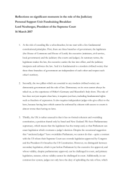 Lord Neuberger at a fundraising breakfast for the Personal Support