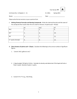 1 Test Version &rarr; Unit Exam No. 1 (Chapters 1 3) Dr. Ali&ntilde;o Spring