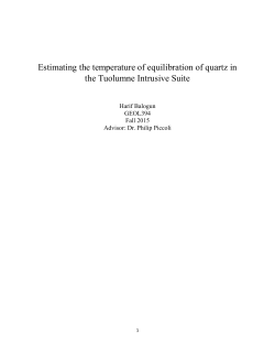 Estimating the temperature of equilibration of quartz in the Tuolumne