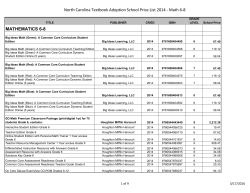 North Carolina Textbook Adoption School Price List 2014 - Math 6
