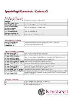 SpeechMagic Commands - Karisma v3