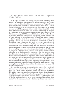 AJ Boyle, Seneca Oedipus, Oxford: OUP, 2011, cxxvi + 437