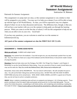 AP World History Summer Assignment