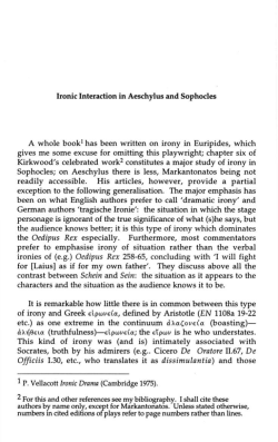 Ironic Interaction in Aeschylus and Sophocles A whole book1has