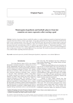 Montesquieu hypothesis and football: players from hot countries are