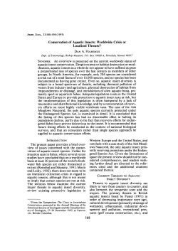 Conservation of Aquatic Insects: Worldwide Crisis or Localized