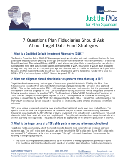 7 Questions Plan Fiduciaries Should Ask About Target Date Fund