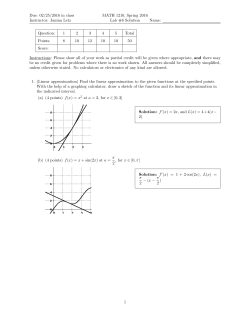 Due: 02/25/2016 in class Instructor: Janina Letz MATH 1210, Spring
