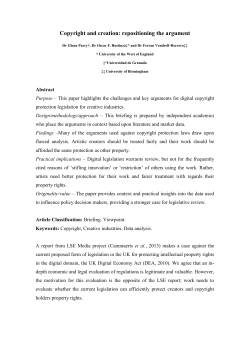 Copyright and creation: repositioning the argument
