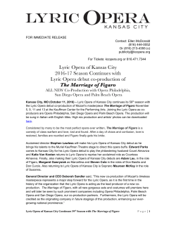 Lyric Opera of Kansas City 2016-17 Season Continues with Lyric