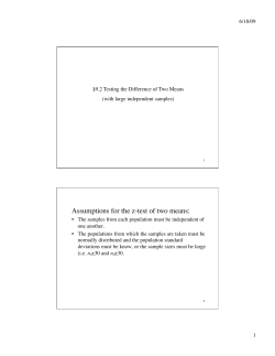 Assumptions for the z-test of two means