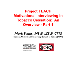 Project TEACH Motivational Interviewing in Tobacco Cessation: An