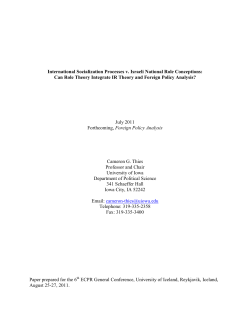 International Socialisation Processes v. Israeli National Role