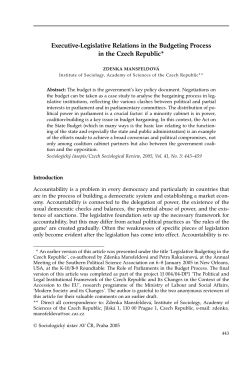 Executive-Legislative Relations in the Budgeting Process in the