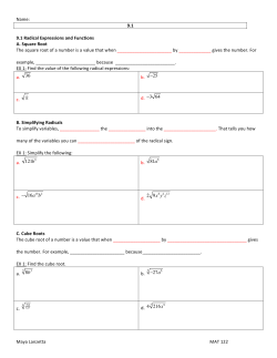 Name: Maya Lanzetta MAT 122 9.1 9.1 Radical Expressions and