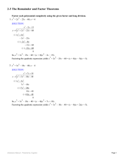 2-3 The Remainder and Factor Theorems - MOC-FV