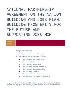 National Partnership Agreement on the Nation Building and Jobs Plan