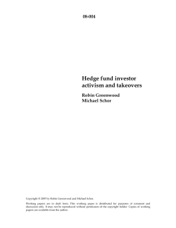 Hedge fund investor activism and takeovers