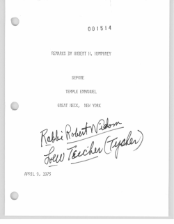 Temple Emmanuel, April 9, 1973