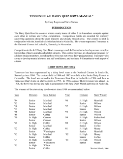 TN 4-H Dairy Quiz Bowl Manual 2004