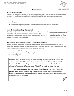 The Writing Center Leaflet Series Transitions