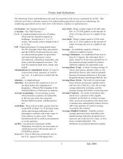 NASS Terms and Definitions