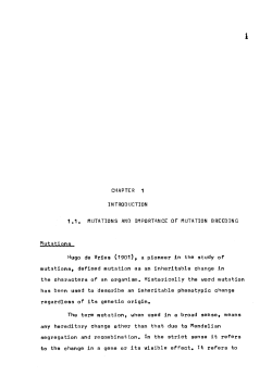 CHAPTER 1 INTRODUCTION 1.1. MUTATIONS AND IMPORTANCE