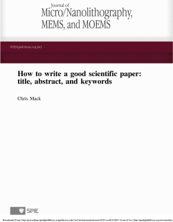 How to write a good scientific paper: title, abstract