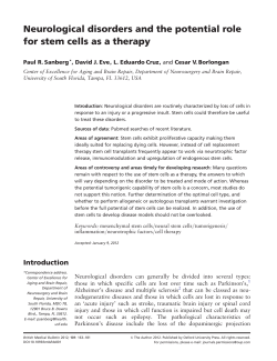 Neurological disorders and the potential role for stem cells as a