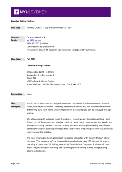 Creative Writing: Sydney