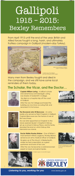 Gallipoli: Bexley Remembers - The Scholar, the Vicar and the Doctor