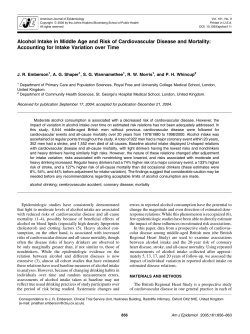 Alcohol Intake in Middle Age and Risk of Cardiovascular Disease