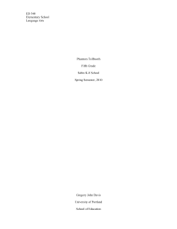 ED 540 Elementary School Language Arts Phantom Tollbooth Fifth