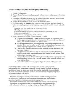 Process for Preparing for Guided Highlighted Reading