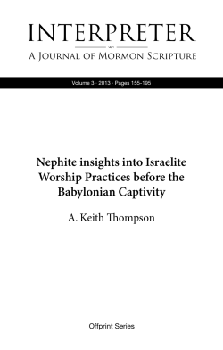 Nephite insights into Israelite Worship Practices before the