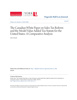 The Canadian White Paper on Sales Tax Reform and the Model